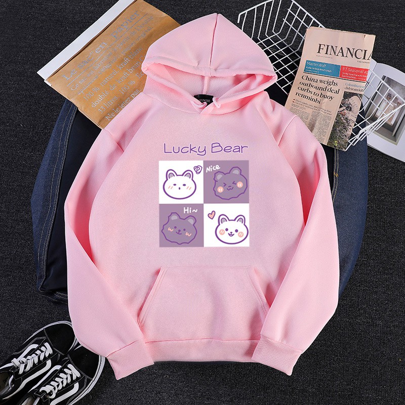 KW80914 Bear Blouse Women's Hoodie Pink