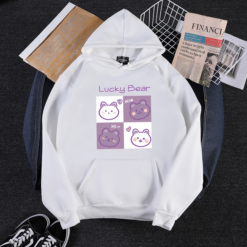 KW80914 Bear Blouse Women's Hoodie White