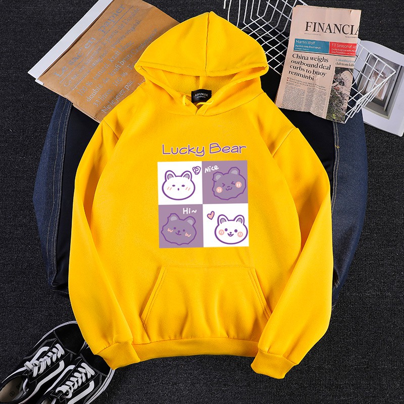 KW80914 Bear Blouse Women's Hoodie Yellow