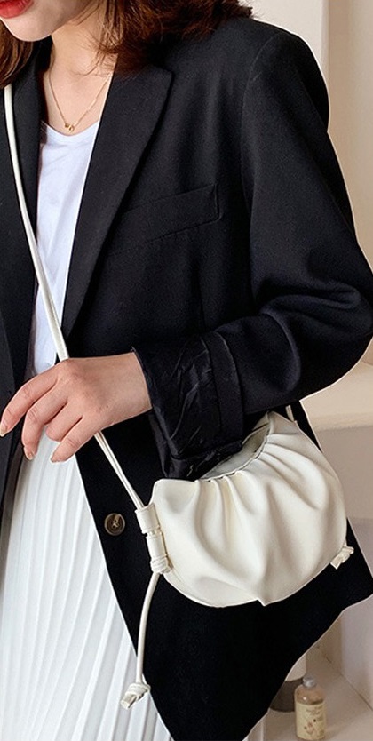 KW80918 Tie Sling Handbag Normal White