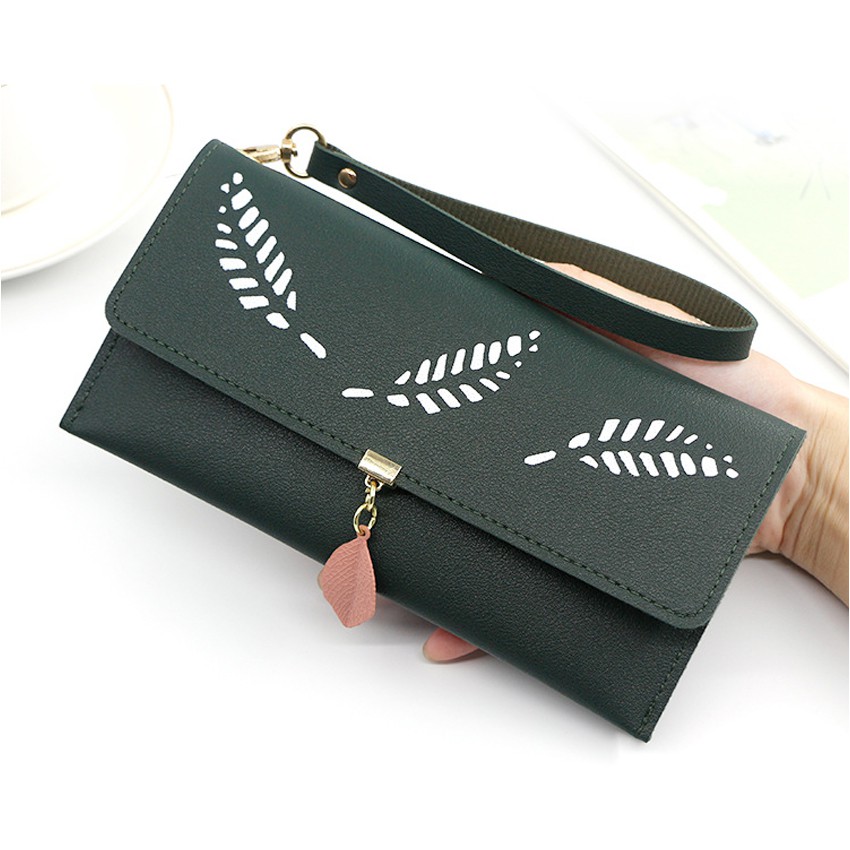 KW80942 Leaf Long Purse Green