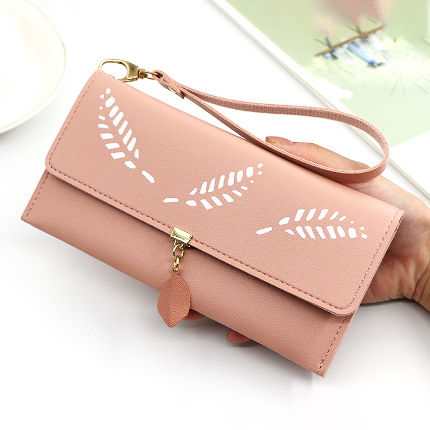KW80942 Leaf Long Purse Pink