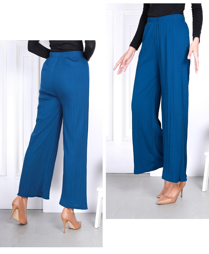 QA-832 PLEATED CASUAL PANTS BLUE