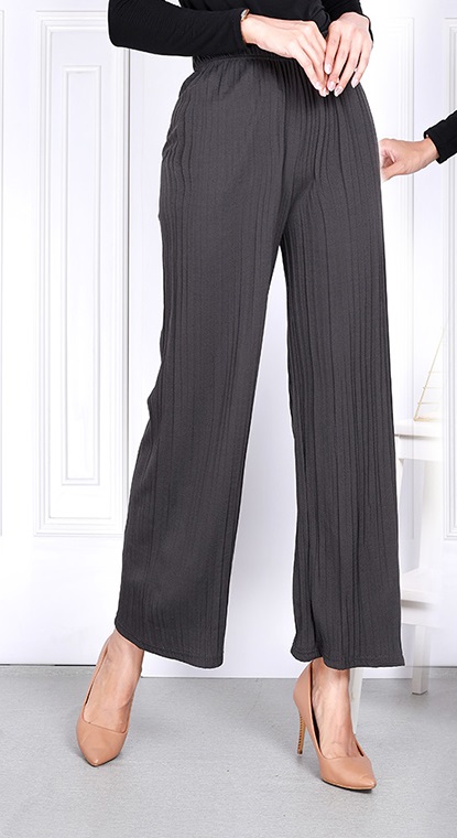 QA-832 PLEATED CASUAL PANTS DARK GREY