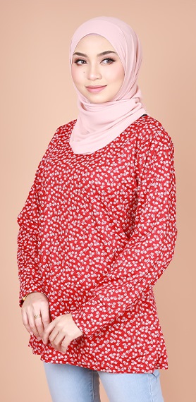 QA-835 FLORAL PRINTED BLOUSE RED