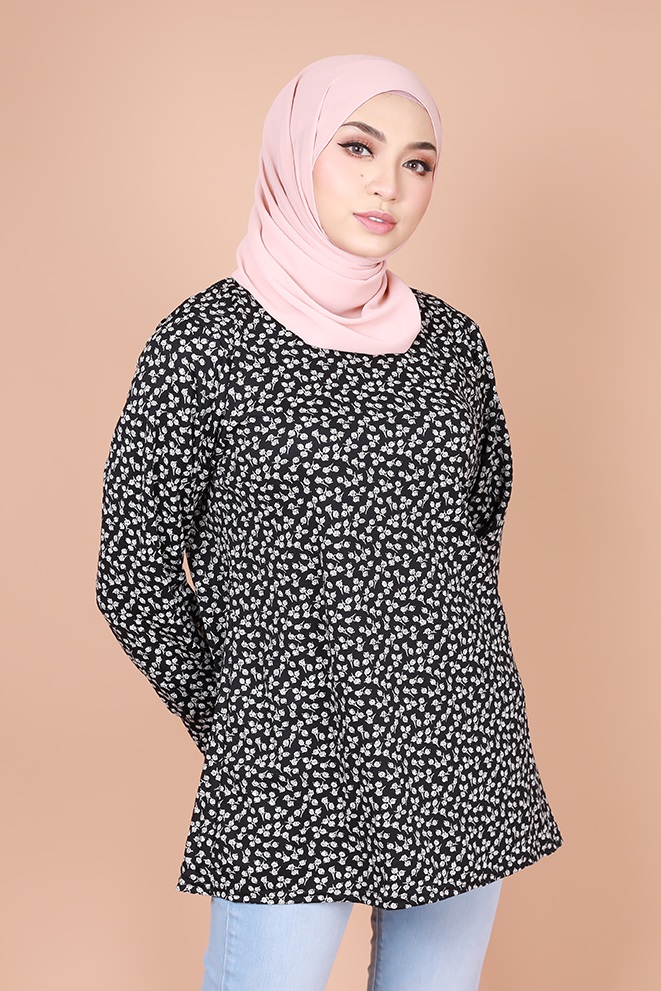 QA-835 FLORAL PRINTED BLOUSE BLACK 03