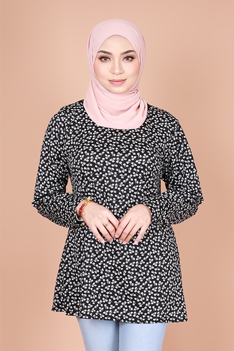 QA-835 FLORAL PRINTED BLOUSE BLACK 03