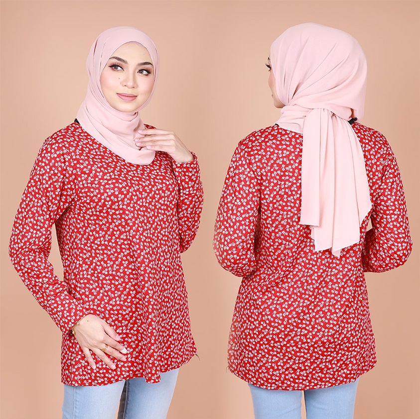 QA-835 FLORAL PRINTED BLOUSE RED