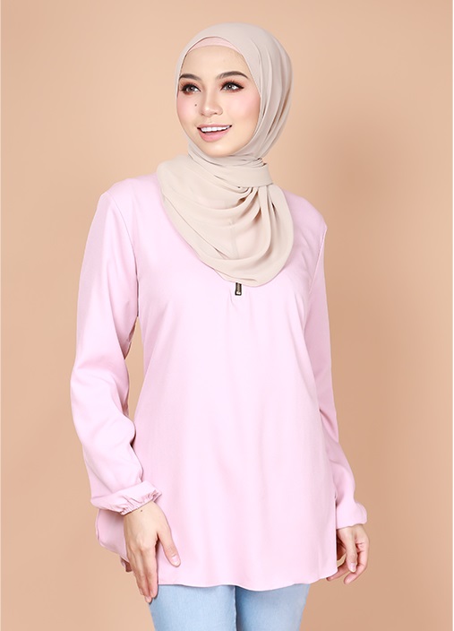 QA-739 LOVELY CASUAL BLOUSE LIGHT PINK