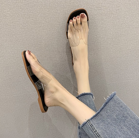 QA-827 TRANSPARENT CASUAL SANDAL BLACK