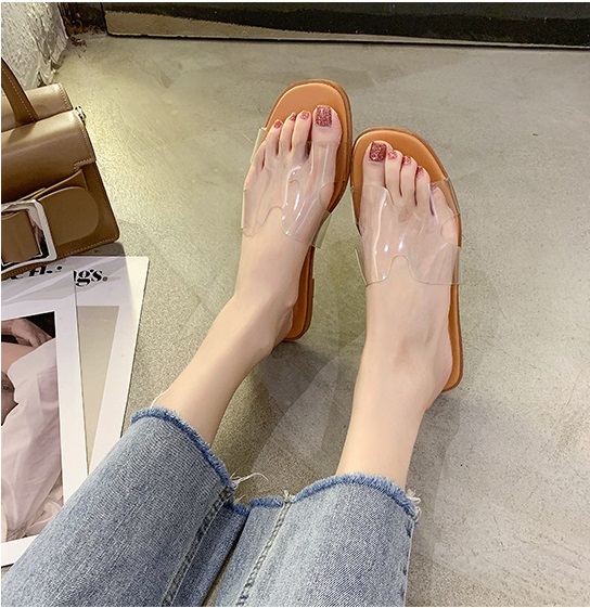 QA-827 TRANSPARENT CASUAL SANDAL ORANGE