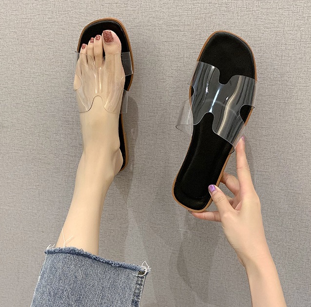 QA-827 TRANSPARENT CASUAL SANDAL BLACK