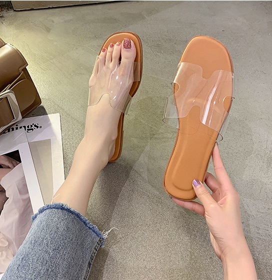 QA-827 TRANSPARENT CASUAL SANDAL ORANGE