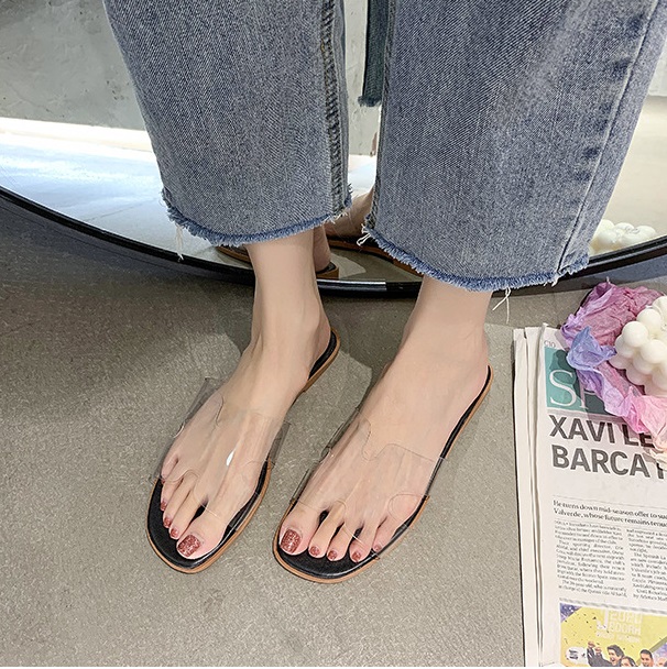 QA-827 TRANSPARENT CASUAL SANDAL BLACK