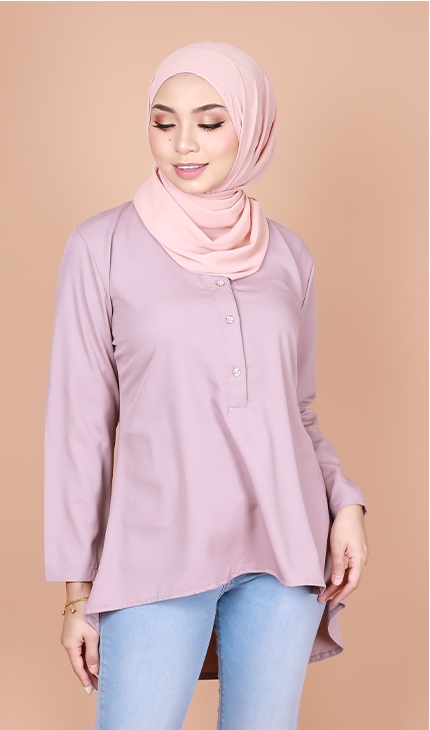 QA-831 V NECK BUTTON BLOUSE LIGHT PURPLE