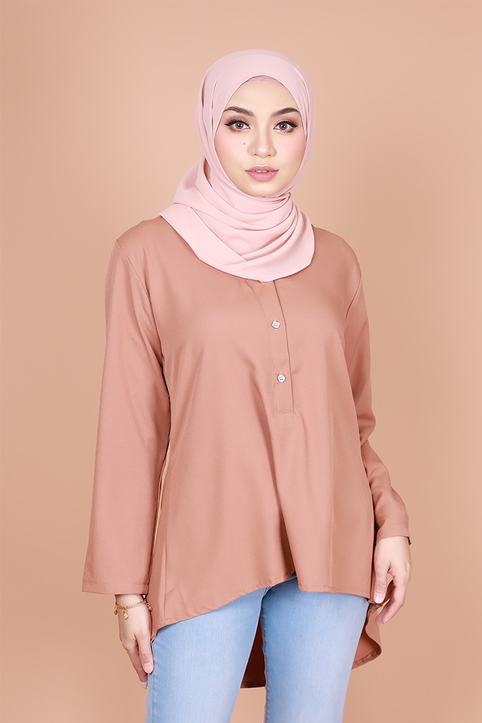 QA-831 V NECK BUTTON BLOUSE AS PICTURE