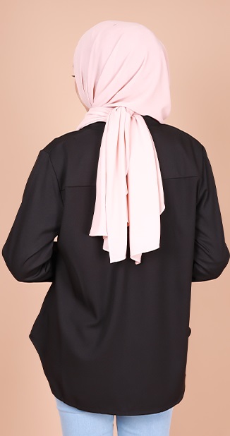 QA-833 MUSLIMAH BUTTON BLOUSE BLACK