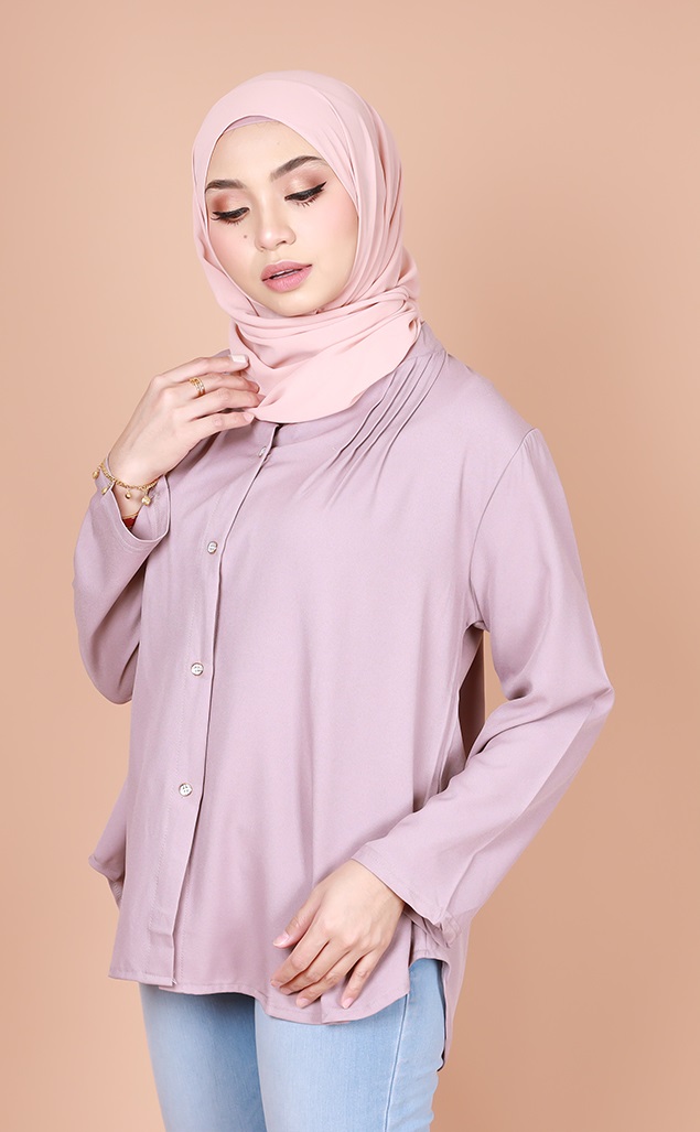 QA-833 MUSLIMAH BUTTON BLOUSE LIGHT PURPLE