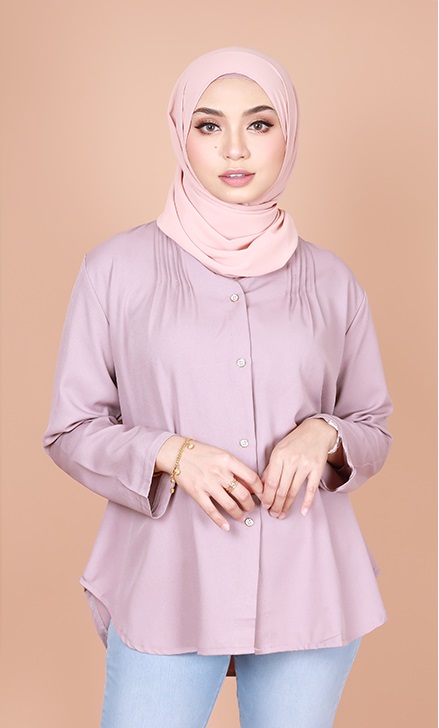 QA-833 MUSLIMAH BUTTON BLOUSE LIGHT PURPLE