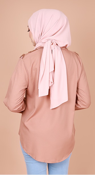 QA-834 FLOWER LACE BLOUSE LIGHT BROWN