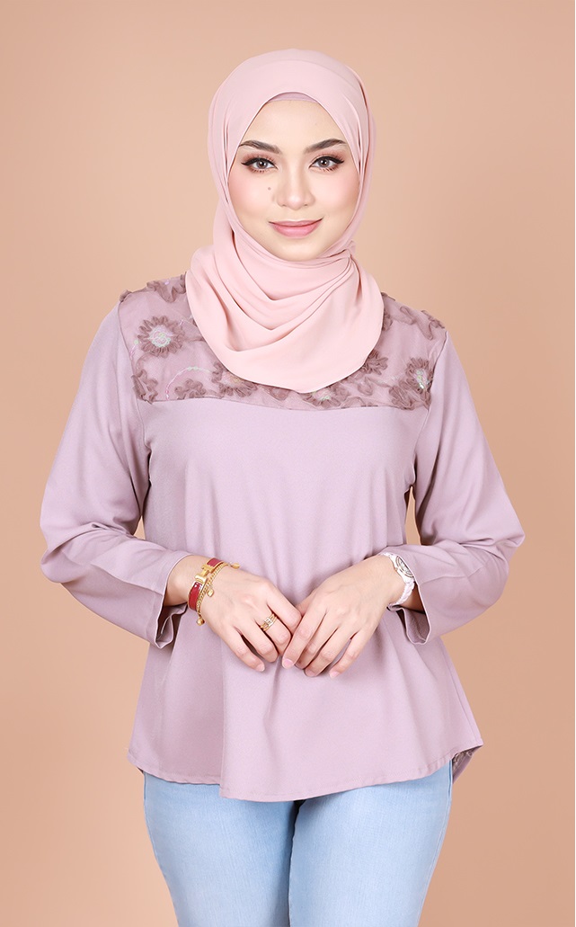 QA-834 FLOWER LACE BLOUSE LIGHT PURPLE