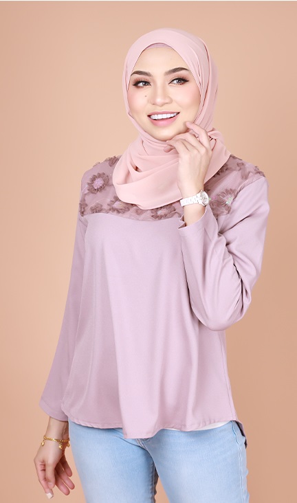 QA-834 FLOWER LACE BLOUSE LIGHT PURPLE
