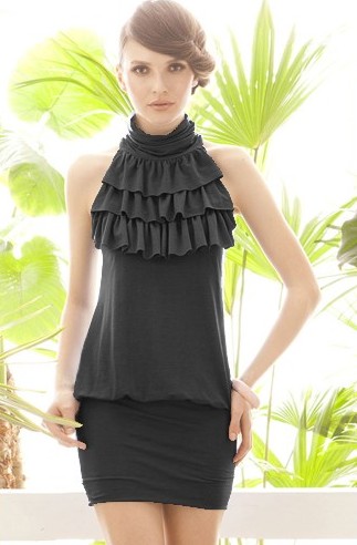BM71442 Sexy Ruffle Dress Black