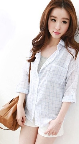 BM71445 Printed Checker Shirt As Picture