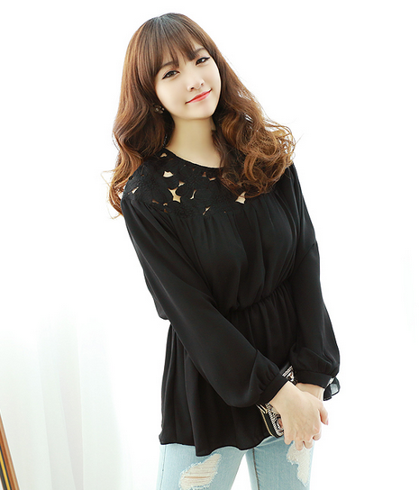 BM71447 Lace Panel Top Black