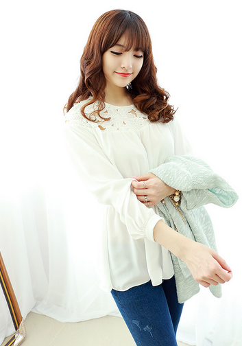 BM71447 Lace Panel Top White
