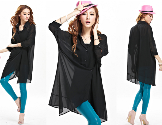 BM71453 Oversized Button Top Black