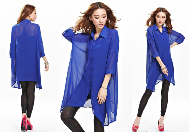 BM71453 Oversized Button Top Blue
