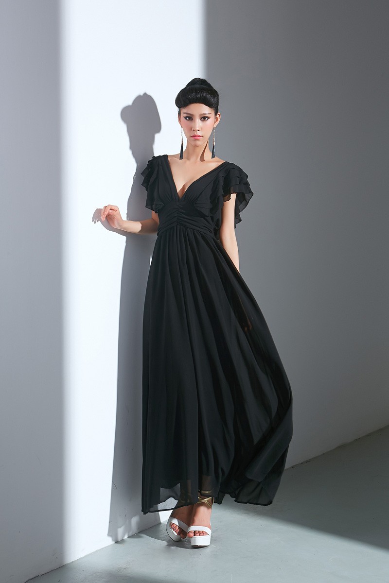 BM71457 Maxi Ruffle Dress Black