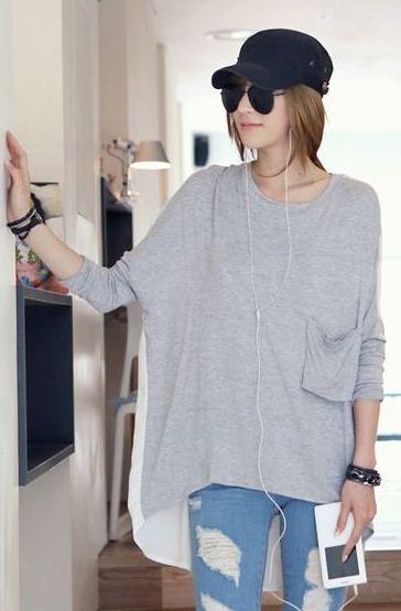 BM71462 Casual Loose Top Grey