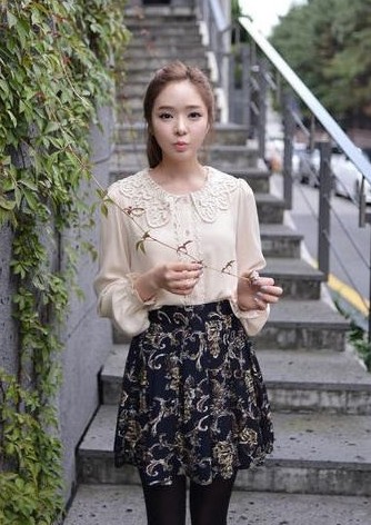 BM71464 Korean Lace Shirt As Picture