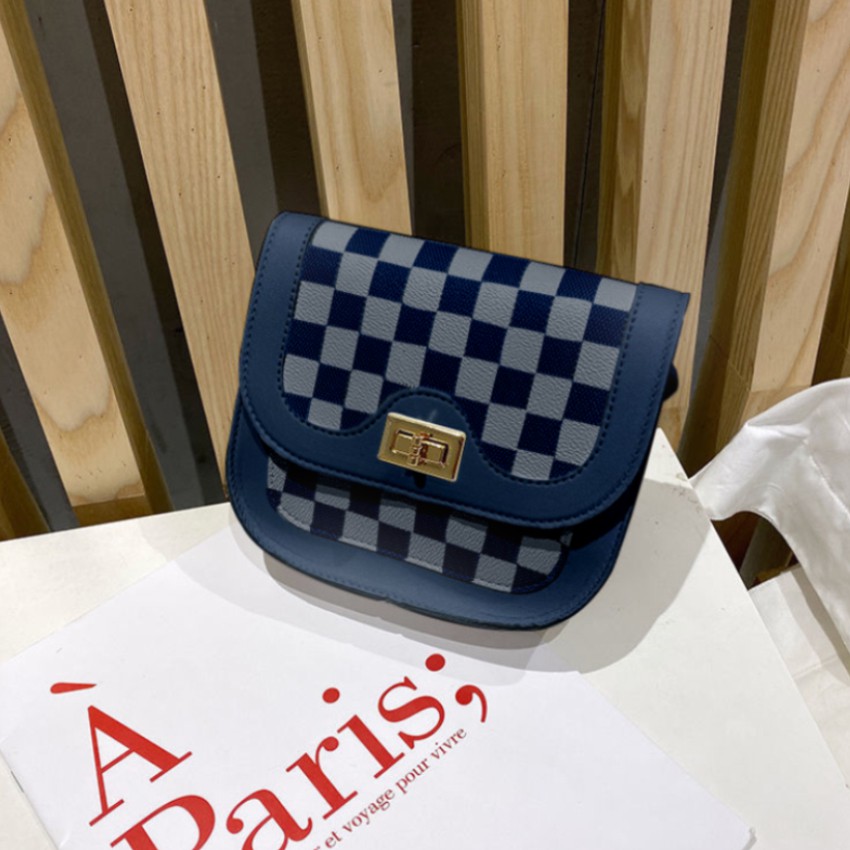 KW80950 Checker  Sling Bag Handbag  Blue