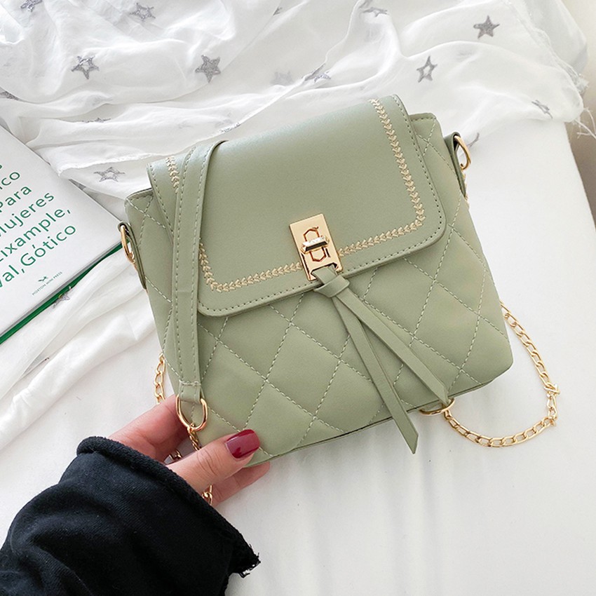 KW80959 Quilted Sling Bag Green