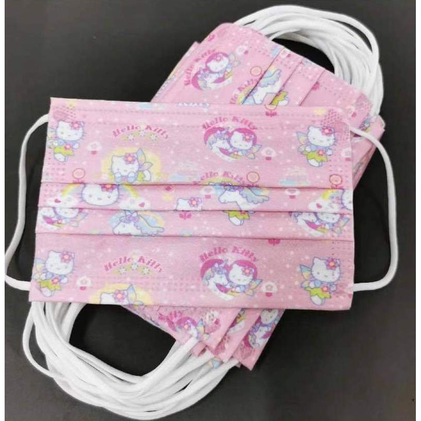 FM1004 WISDOM GRACE Kid Disposable Cartoon Design Kids 3 Ply FaceMask BFE99 PFE99 Premium Ear-Loop 10pcs Hello Kitty Uni
