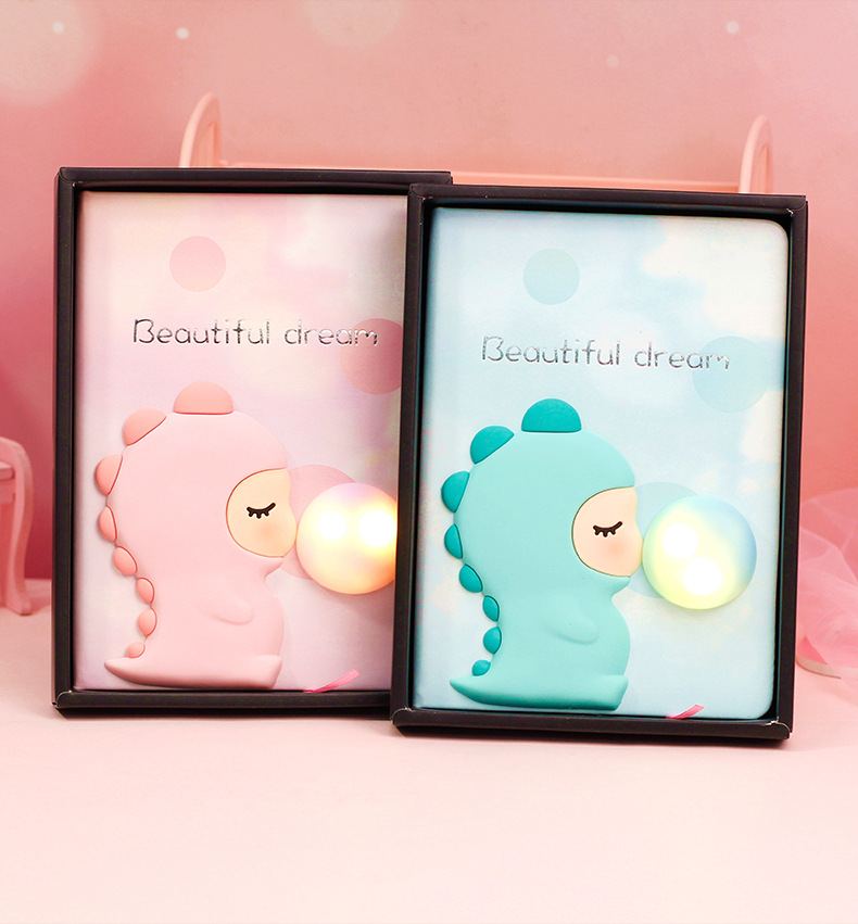 [Pink] 3D Led light Pink Little Dino Notepad/ Dairy