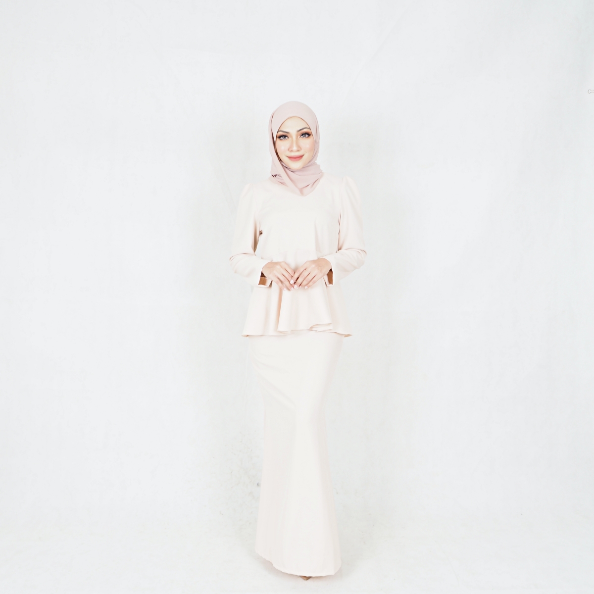 SW6445 Women Fashion Peplum Baju Kurung Navy Cream