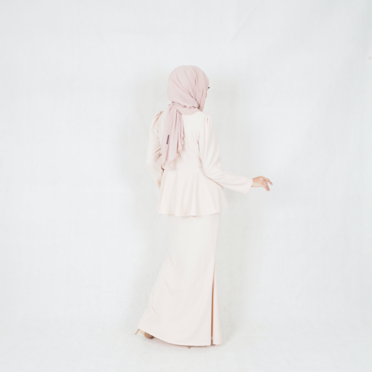SW6445 Women Fashion Peplum Baju Kurung Navy Cream