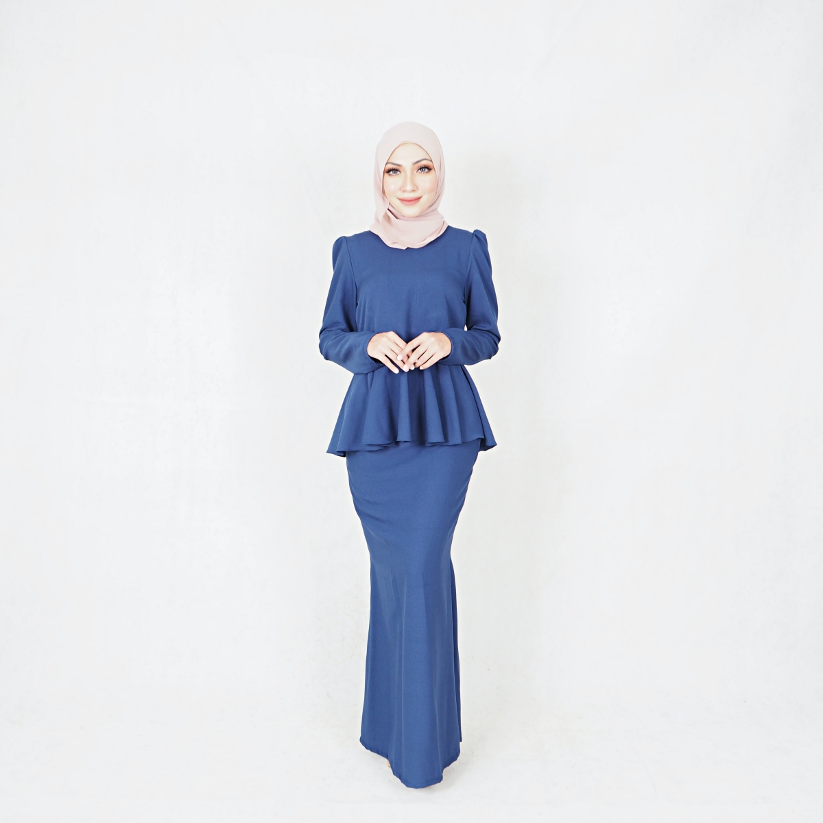 SW6445 Women Fashion Peplum Baju Kurung Navy Blue