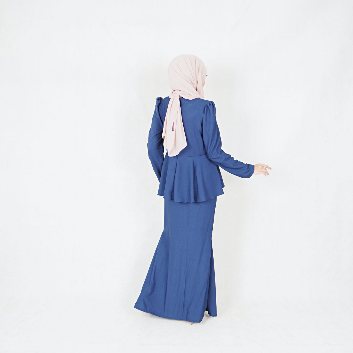 SW6445 Women Fashion Peplum Baju Kurung Navy Blue