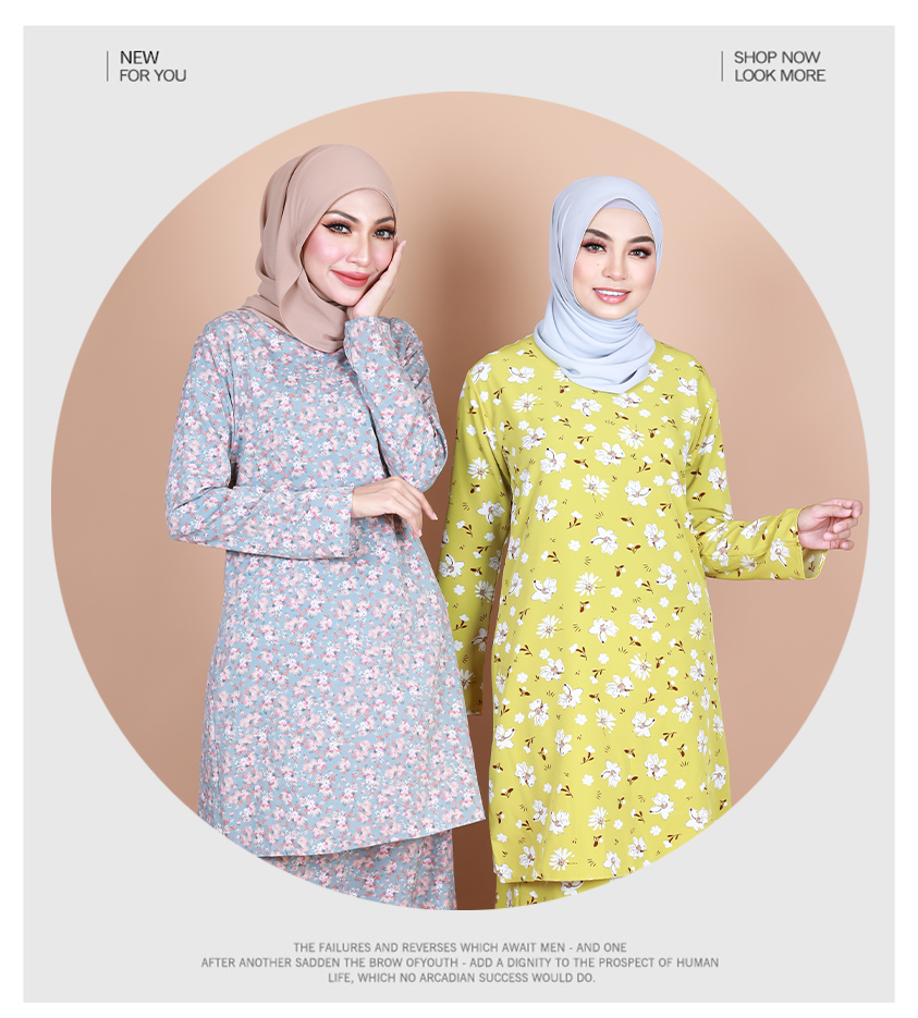 QA-840 - Printed Flora Baju Kurung 006