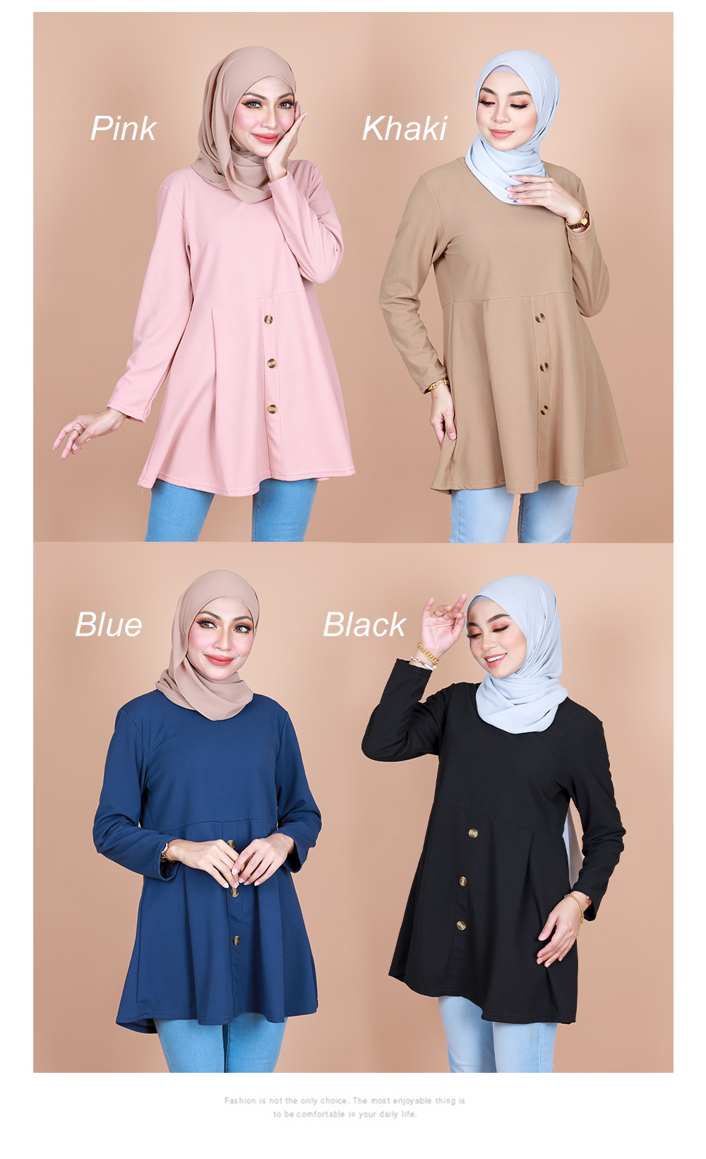 QA-844 - Stylish Long Sleeve Blouse Pink