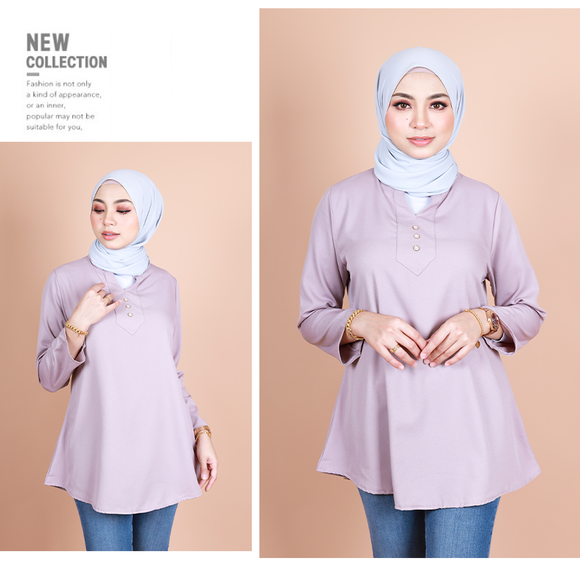 QA-839 - Stylish Front Button Blouse Lavender