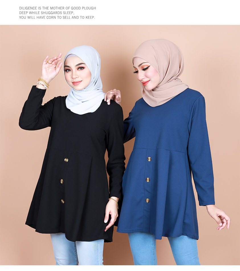 QA-844 - Stylish Long Sleeve Blouse Blue