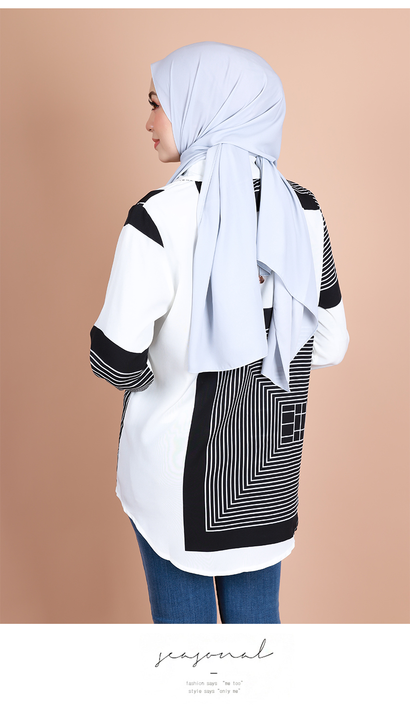 QA-843 - Fashion Maze Long Sleeve Blouse White