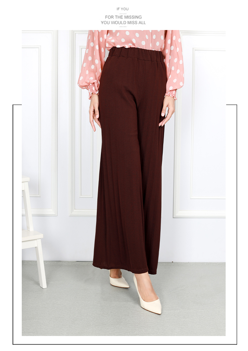 QA-869 - Pleated Wide Leg Palazzo Brown