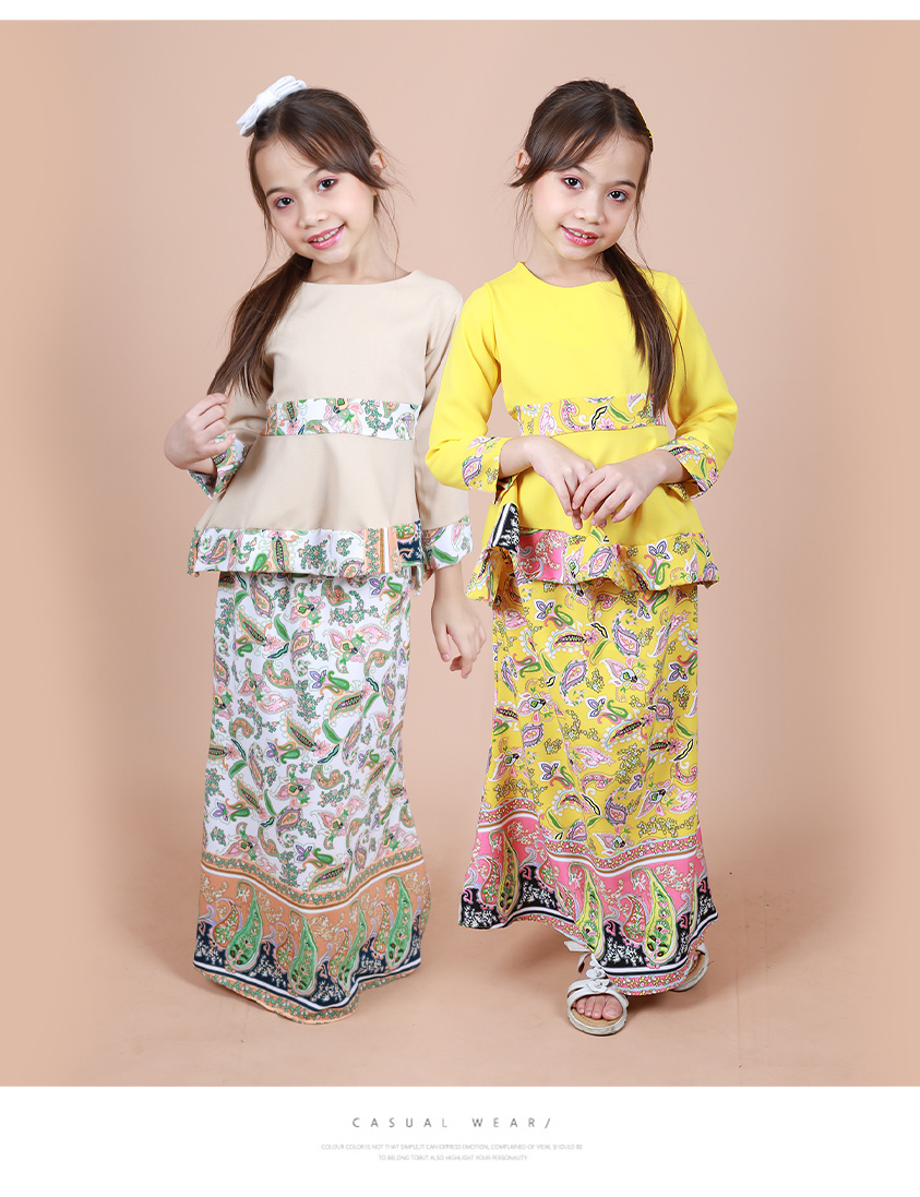 QA-852 - Kids Peplum Baju Kurung Khaki